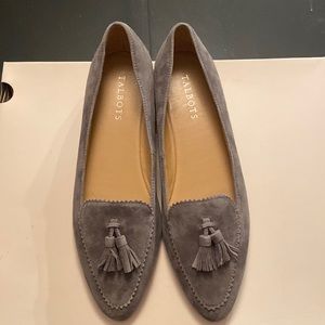 NWOT TALBOTS Francesca Gray Leather Suede Driving Flats. Size:8.5